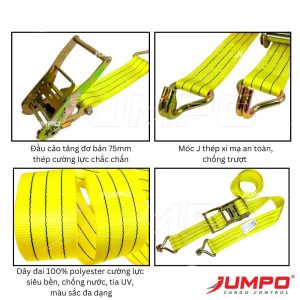 Cấu tạo Dây chằng hàng tăng đơ bản 75mm 6 tấn móc J