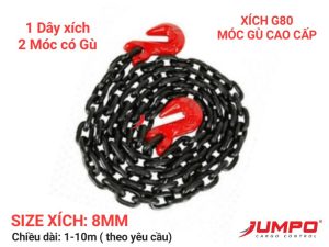 Dây xích đen chịu lực G80 - 8mm 2 đầu móc cao cấp